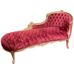 Vintage 20th Century Chaise Longue/Recamiere, Louis XV, Beechwood