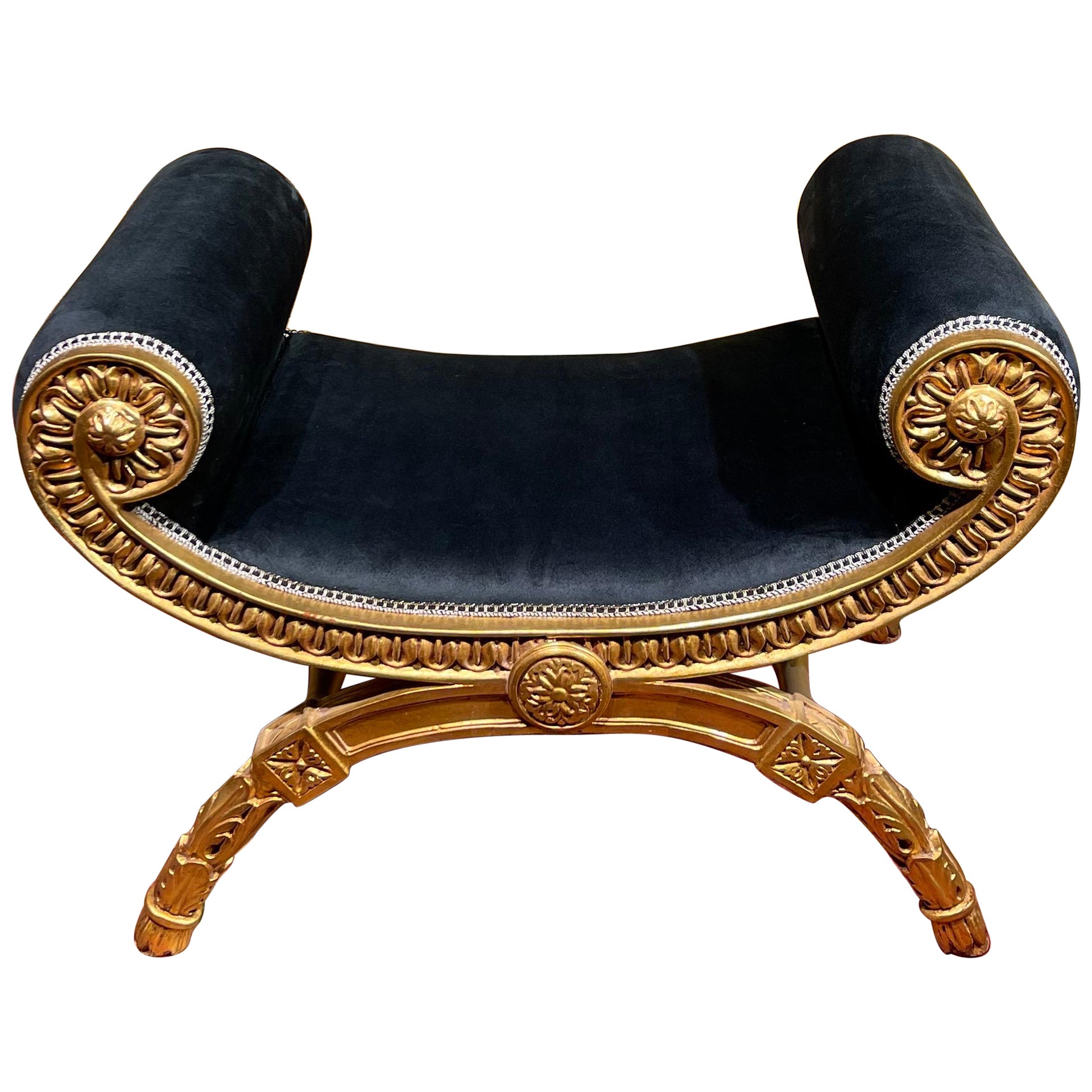 Exceptional French Bench, Stool, Gondola in Empire For Sale