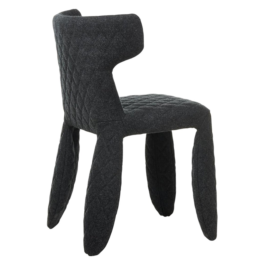 Moooi Monster Diamond Chair with Arms in Divina Melange 3, 180 Black Upholstery For Sale