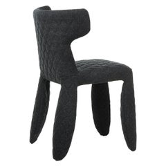 Moooi Monster Diamond Chair with Arms in Divina Melange 3, 180 Black Upholstery
