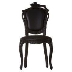 Moooi Smoke Dining Chair in Abbracci, Black Upholstery with Burnt Wood Frame