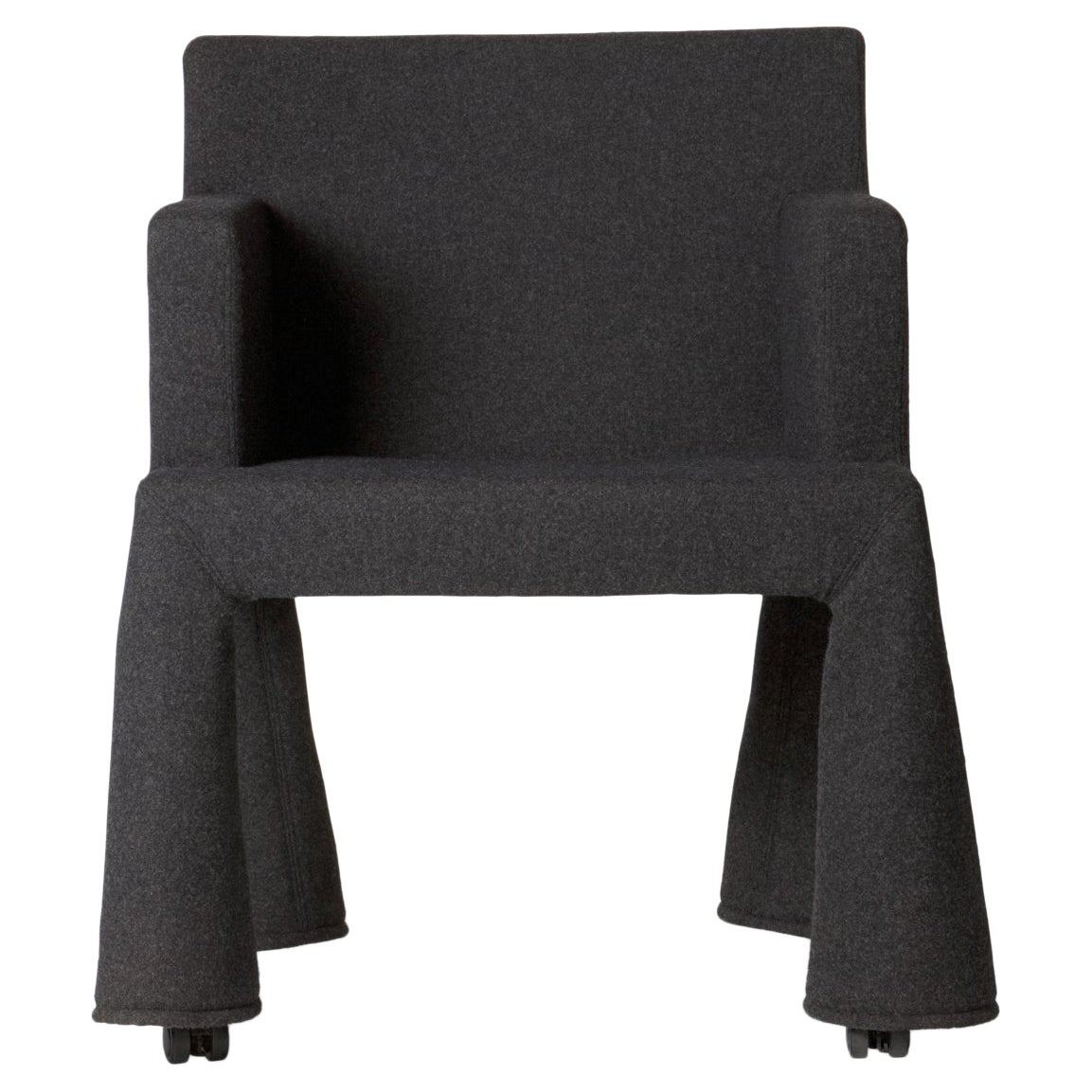 Moooi VIP Chair in Divina 3, 191 Black Upholstery with Steel Frame and Wheels For Sale