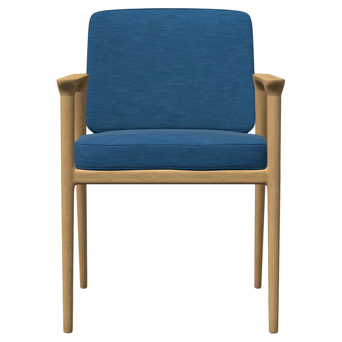 Moooi Zio Dining Chair in Denim Light Wash Upholstery with Oak Natural Oil Frame For Sale