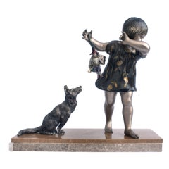 Vintage Art Deco 'Child and Jester' Figural Group, c1930