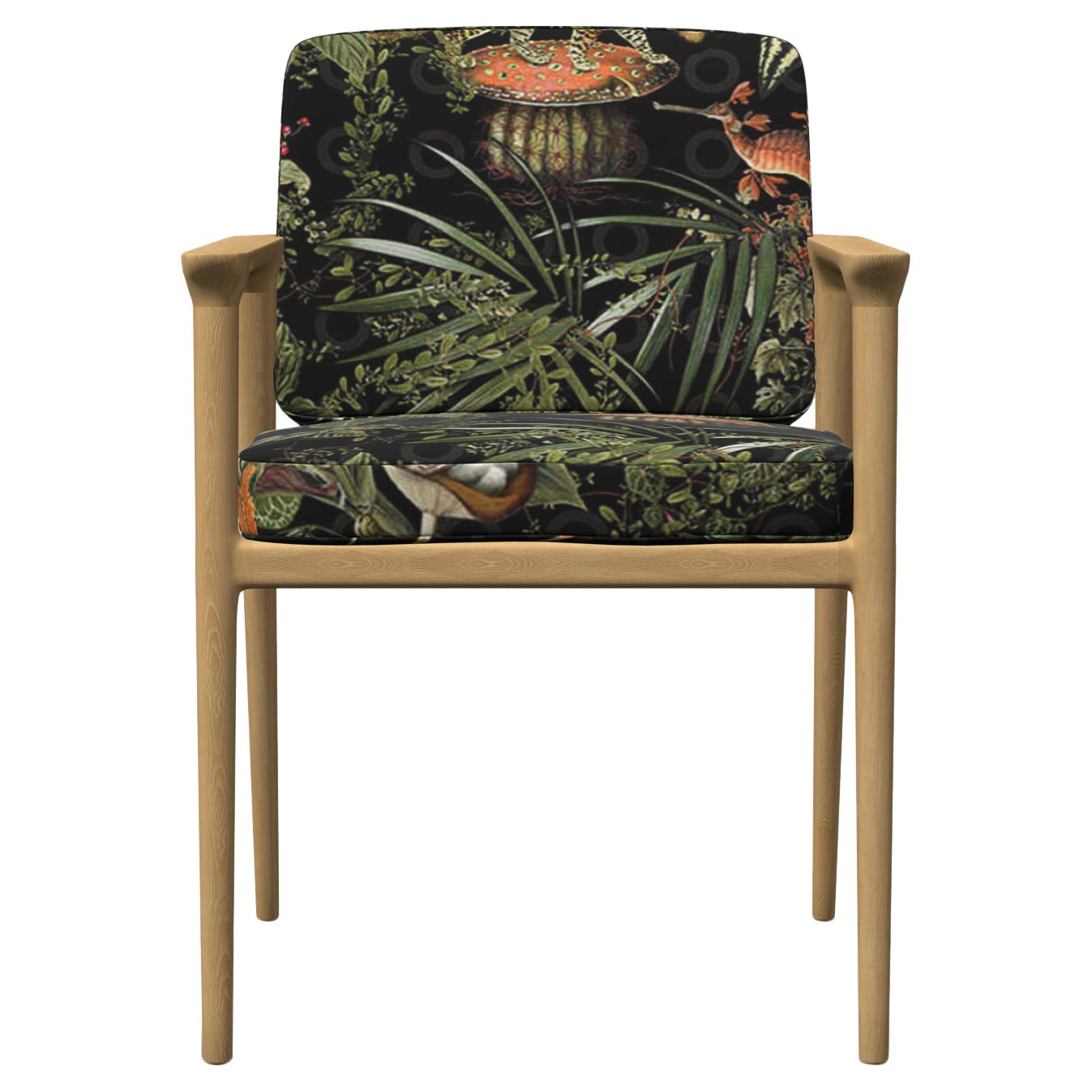 Moooi Zio Dining Chair in Menagerie Velvet Upholstery with Oak Natural Oil Frame