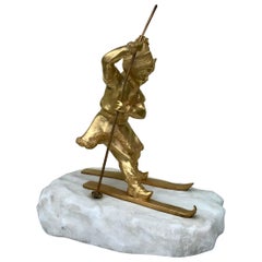 Charlotte Monginot '1872 Paris - 1962 Neuilly-sur Seine' Young Bronze Skier