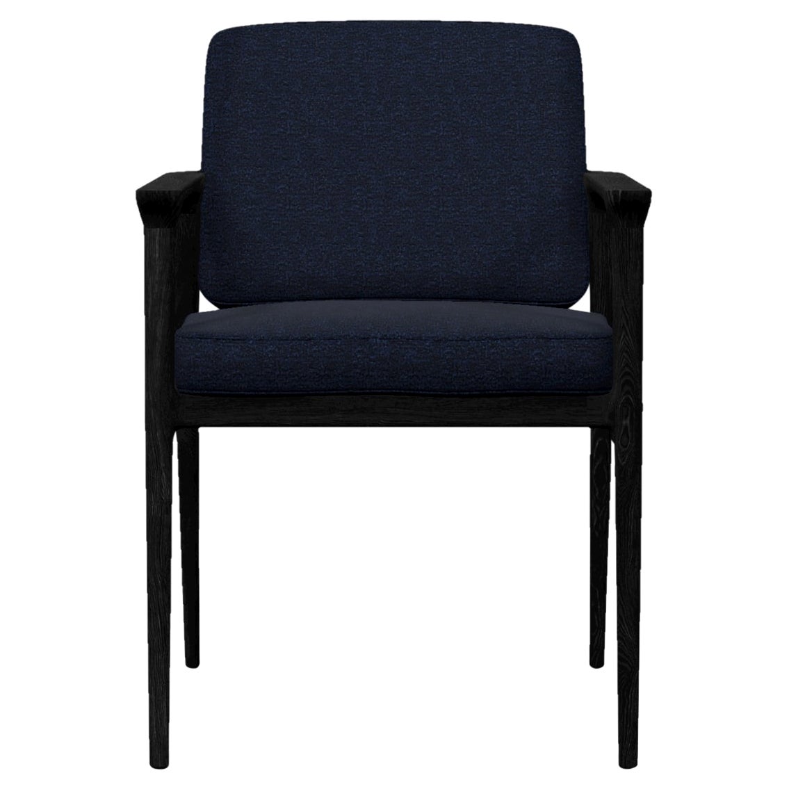 Moooi Zio Dining Chair in Jacquard Blue Upholstery with Oak Stained Black Frame For Sale