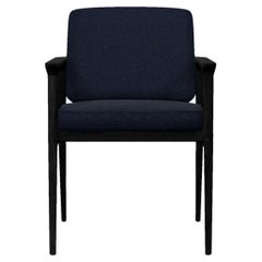 Moooi Zio Dining Chair in Jacquard Blue Upholstery with Oak Stained Black Frame