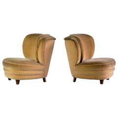 Pair of Adolf Wrenger Curved Lounge Chairs in Corduroy Velvet, Germany, 1950s