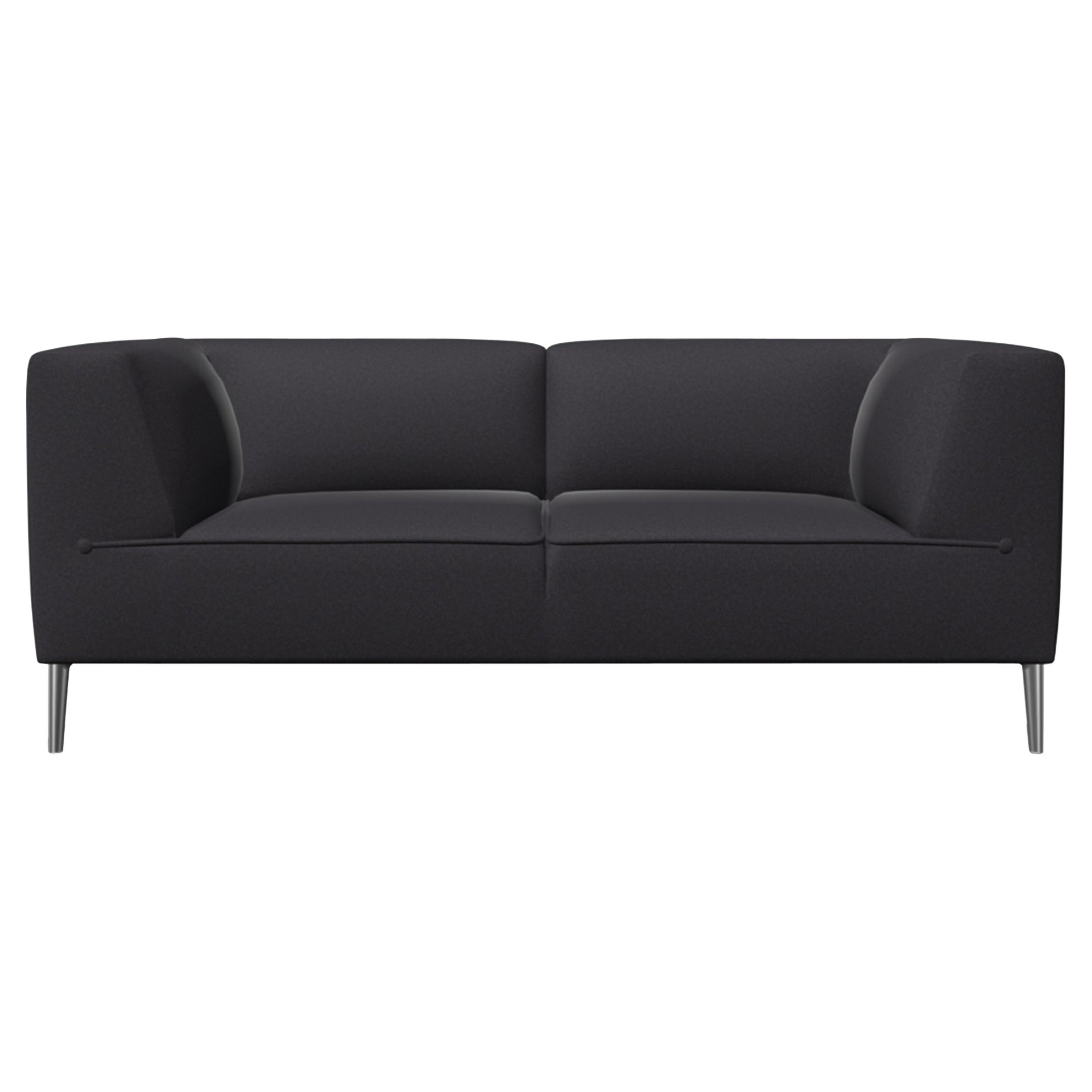 Moooi Double Seat Sofa So Good in Black Upholstery with Polished Aluminum Feet