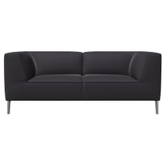 Moooi Double Seat Sofa So Good in Black Upholstery with Polished Aluminum Feet