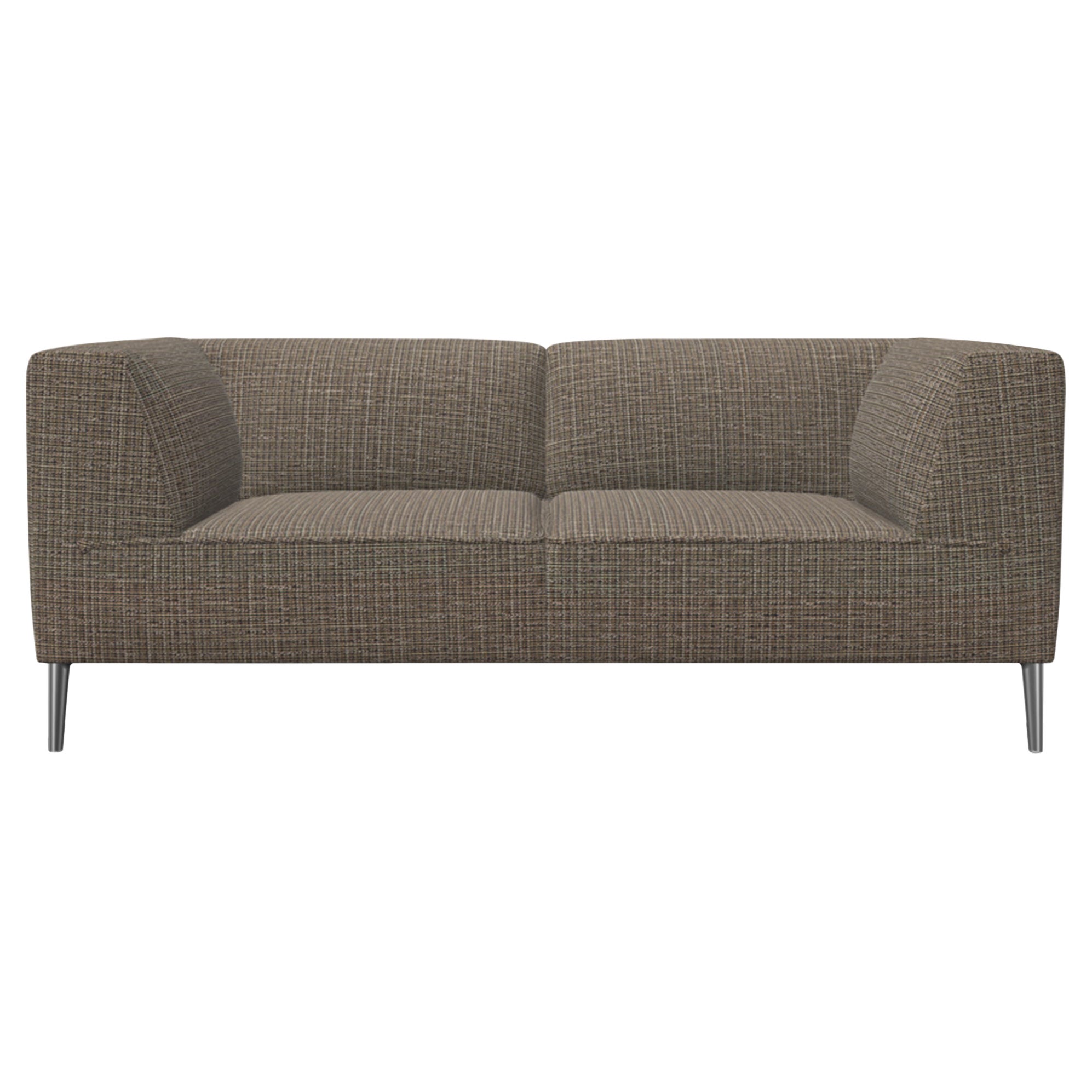 Moooi Double Seat Sofa So Good in Brown Upholstery with Polished Aluminum Feet For Sale