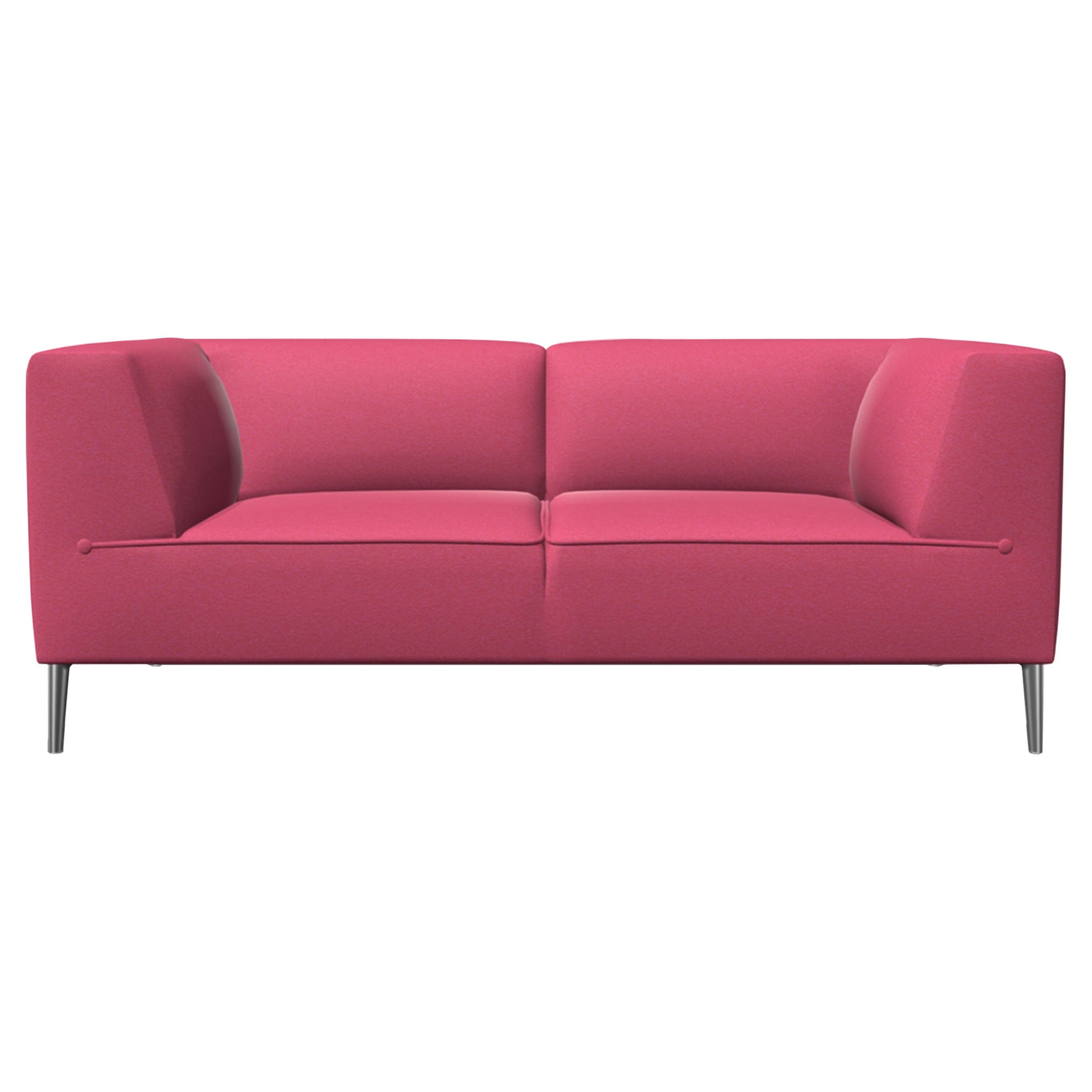 Moooi Double Seat Sofa So Good in Pink Upholstery with Polished Aluminum Feet
