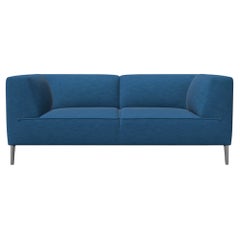 Moooi Double Seat Sofa So Good in Blue Upholstery with Polished Aluminum Feet