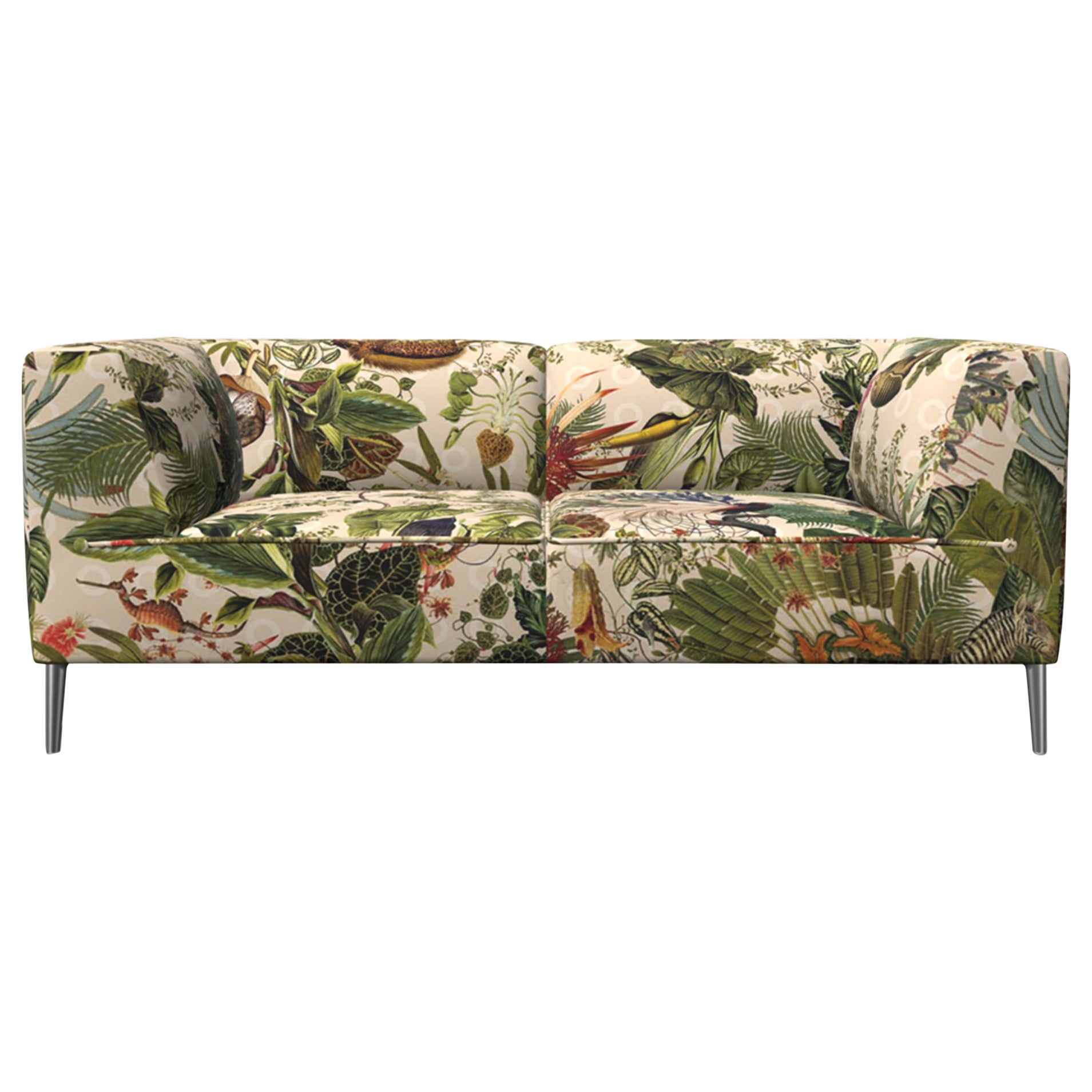Moooi Double Seat Sofa So Good in Velvet Upholstery with Polished Aluminum Feet For Sale