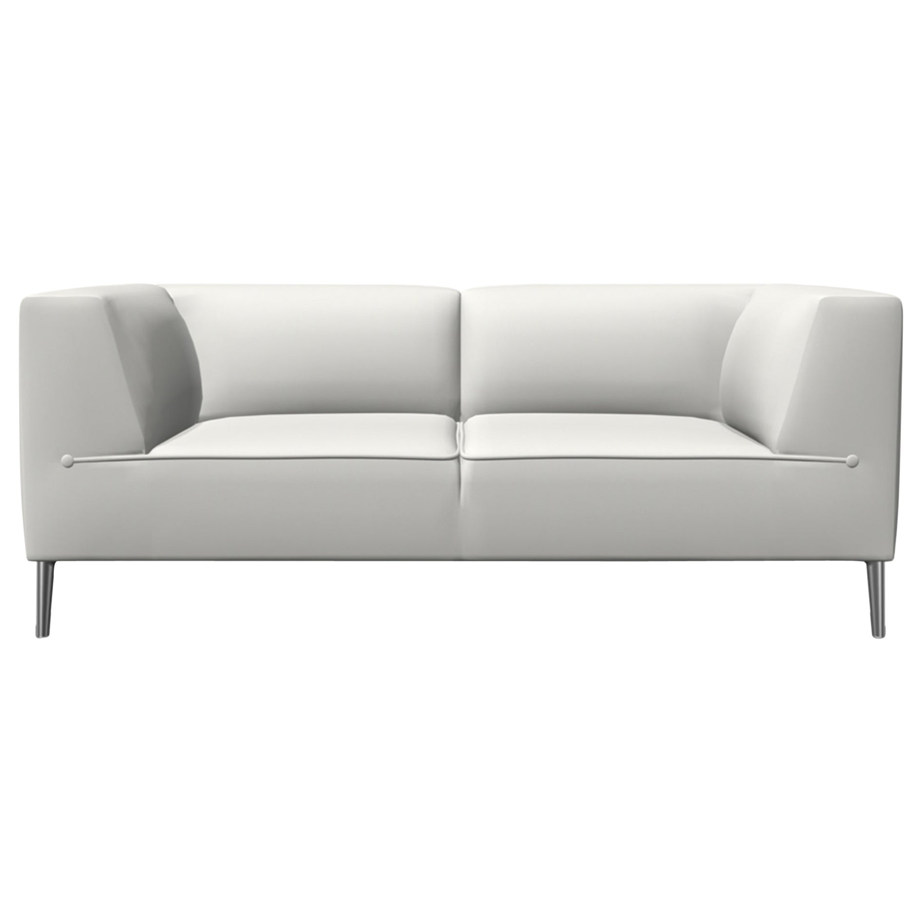 Moooi Double Seat Sofa So Good in White Upholstery with Polished Aluminum Feet