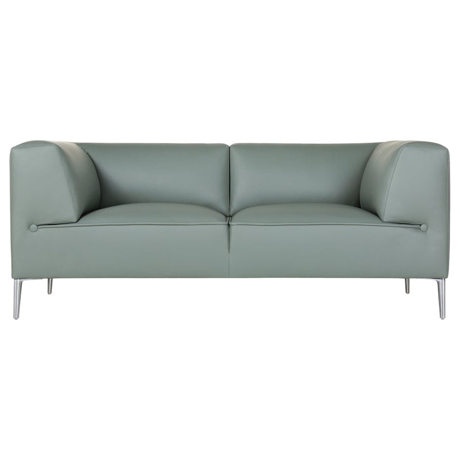 Moooi Double Seat Sofa So Good in Agave Upholstery with Polished Aluminum Feet