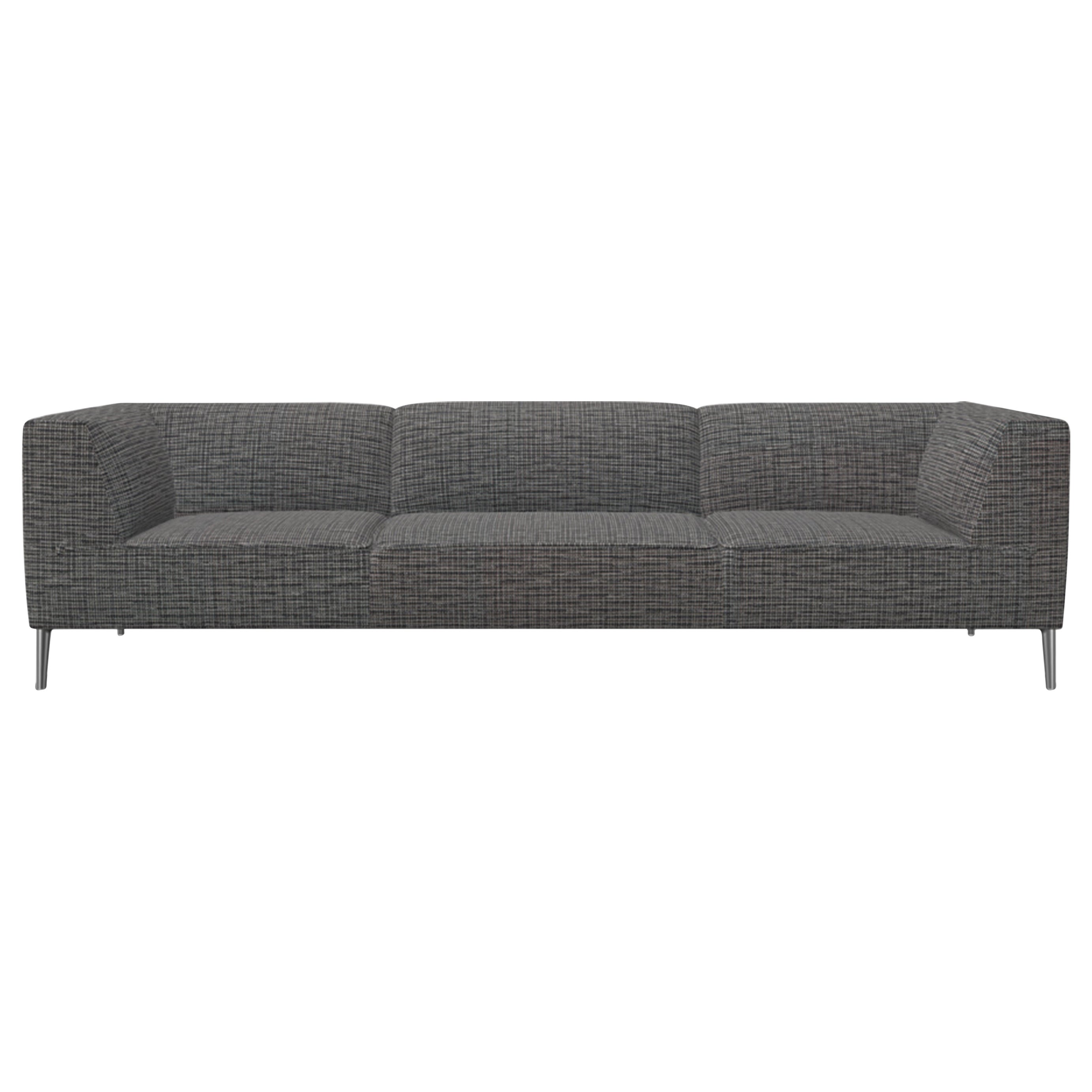 Moooi Triple Seat Sofa So Good in Boucle Upholstery with Polished Aluminum Feet