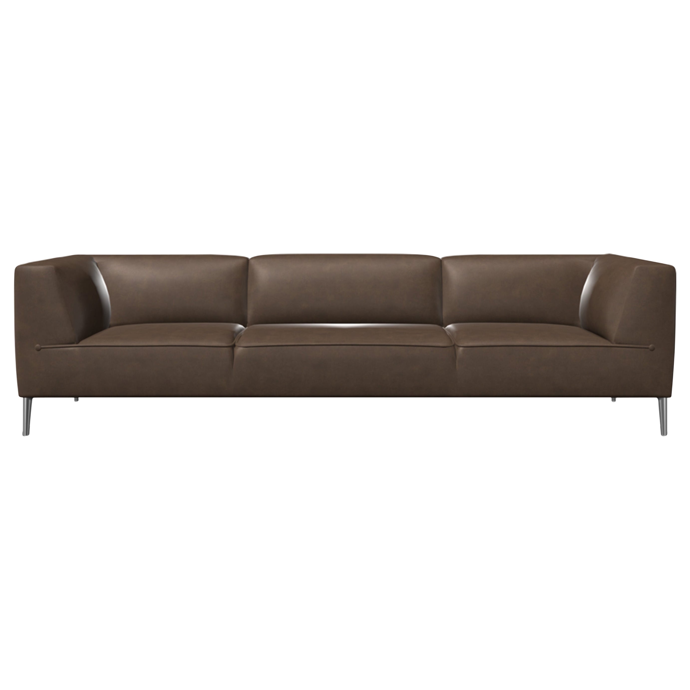 Moooi Triple Seat Sofa So Good in Taupe Upholstery with Polished Aluminum Feet