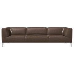 Moooi Triple Seat Sofa So Good in Taupe Upholstery with Polished Aluminum Feet