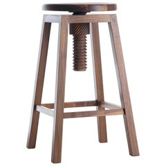Invito Solid Wood Stool, Walnut in Hand-Made Natural Finish, Contemporary