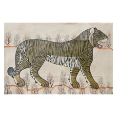 1970s Jaime Parlade's Designer Hand Painted "Tiger" Oil on Canvas