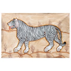  1970s Jaime Parlade's Designer Hand Painted "Tiger" Oil on Canvas