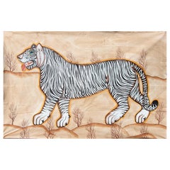 1970s Jaime Parlade's Designer Hand Painted "Tiger" Oil on Canvas