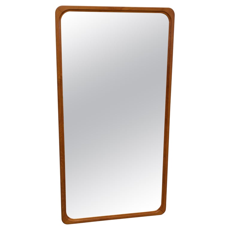 Modern Curves Solid Teak Wall Mirror in Natural Finish