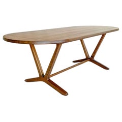 Walker Table, Modern Oval Dining Table with Sculpted Joinery