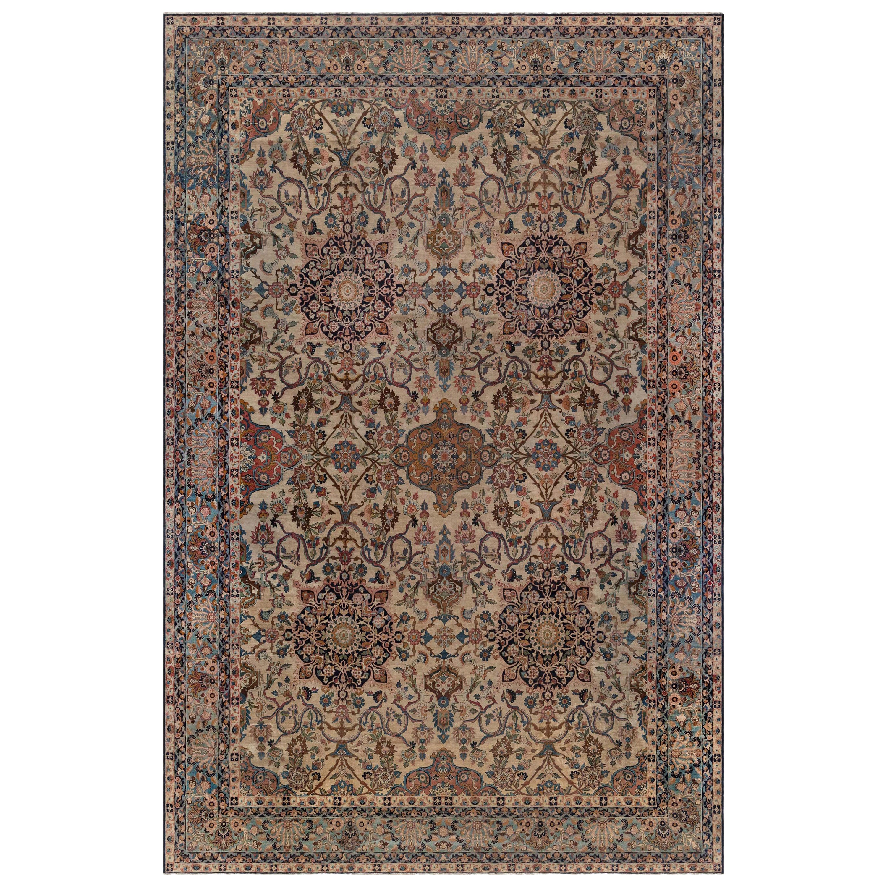 Authentic Vintage Persian Kirman Rug For Sale