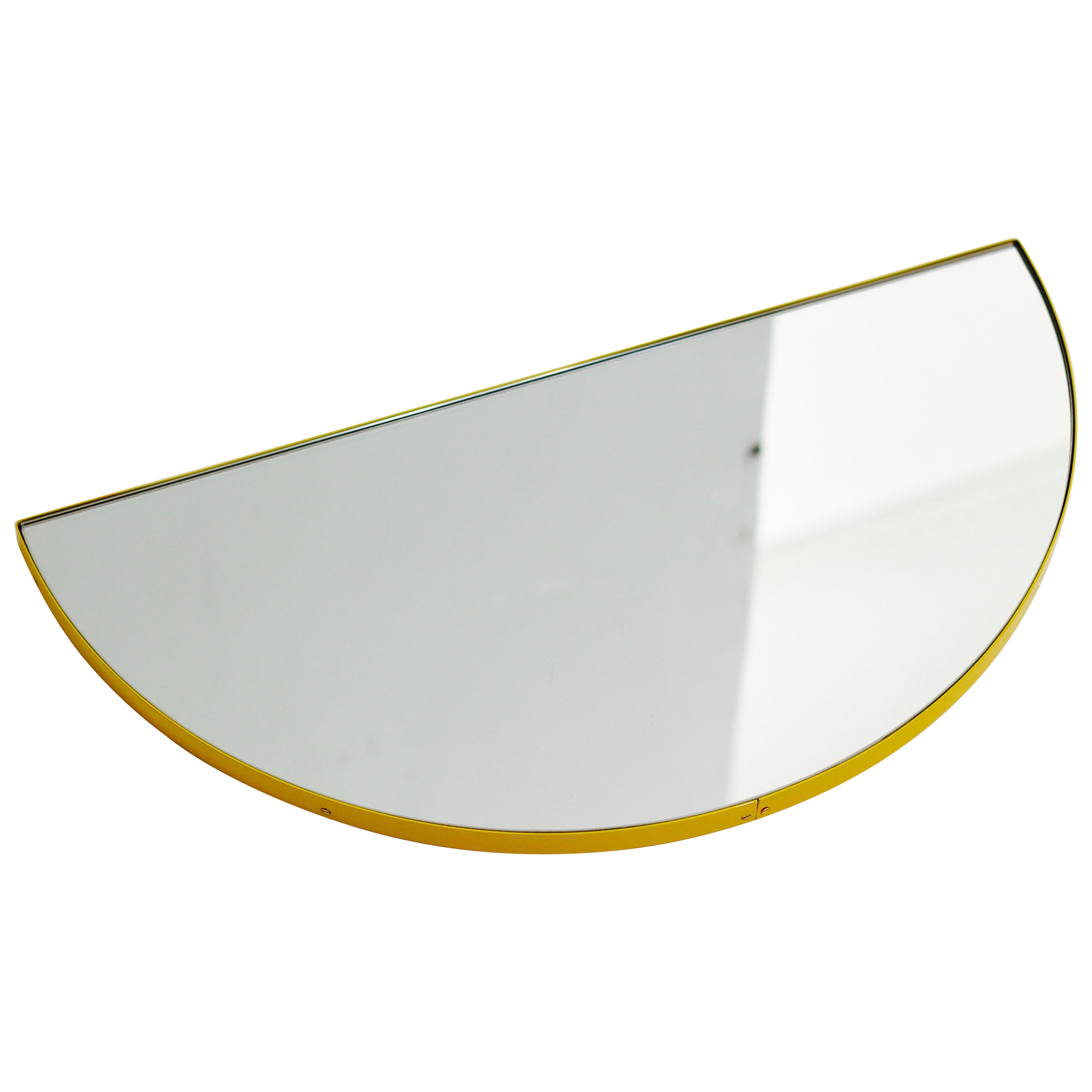 Miroir semi-circulaire minimaliste Luna avec cadre jaune, moyen en vente
