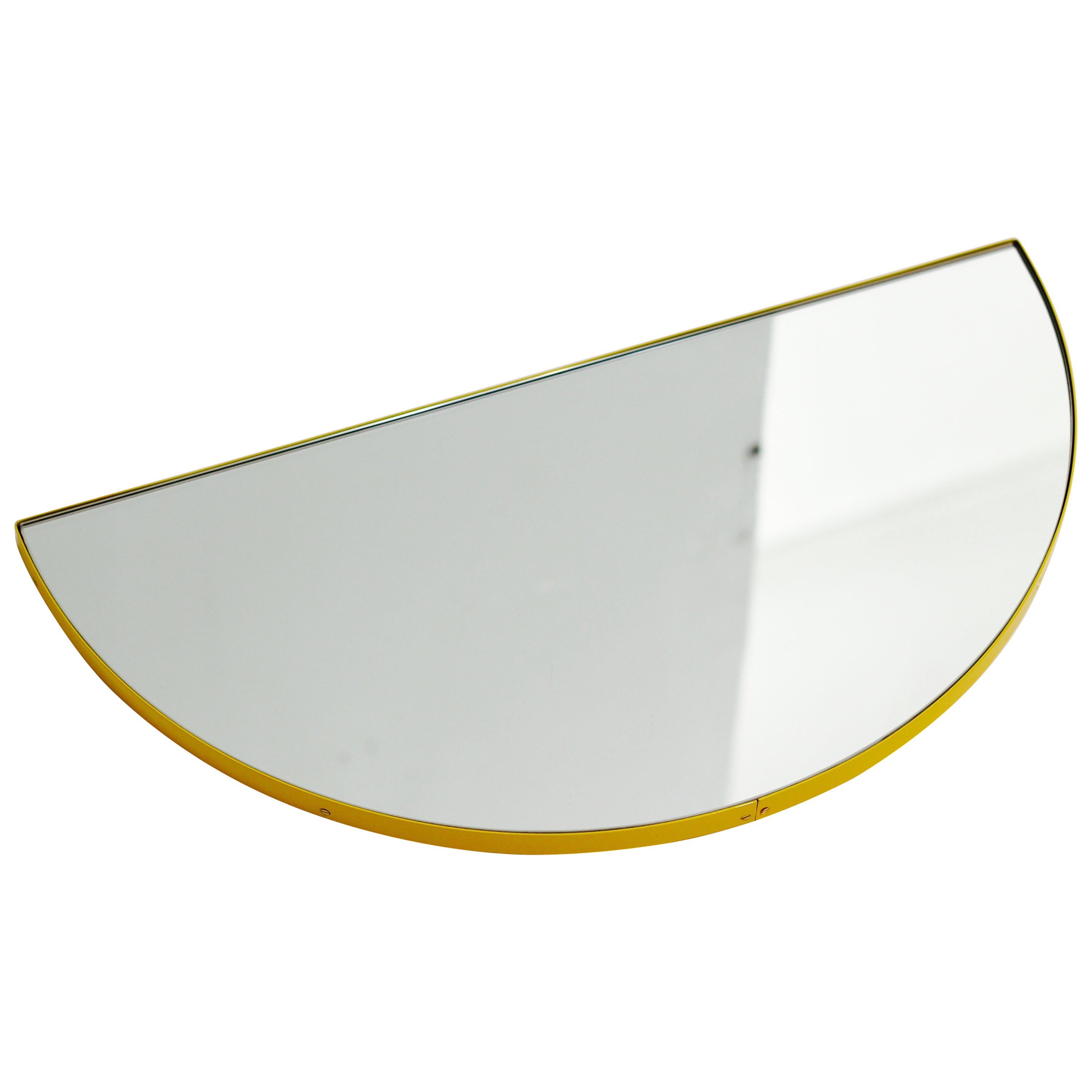 Miroir semi-circulaire minimaliste Luna avec cadre jaune, XL