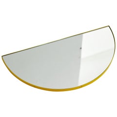 Miroir semi-circulaire minimaliste Luna avec cadre jaune, XL