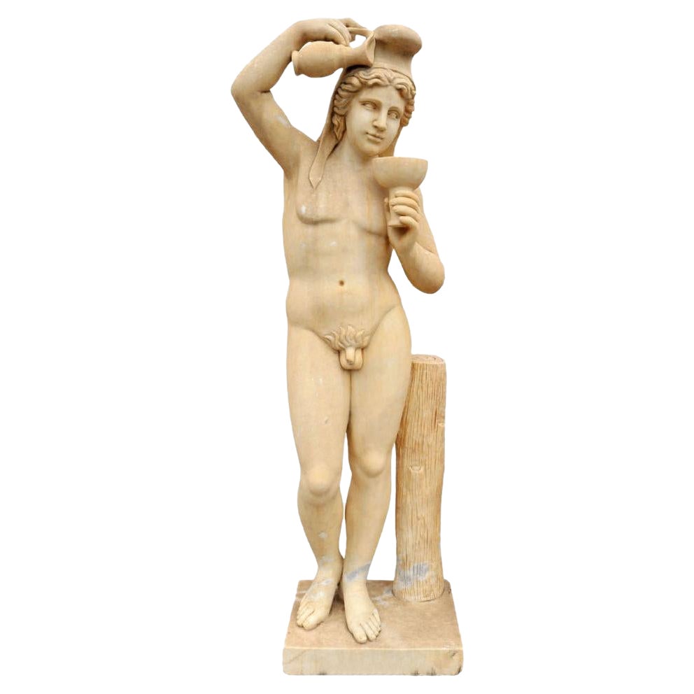 Spanische gealterte weiße Macael-Skulptur des Dionysos, Gott des Weins, aus den 1990er Jahren