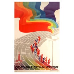 Original Vintage Poster Moscow Olympics '80 Sports Friendship Will Win Athletics