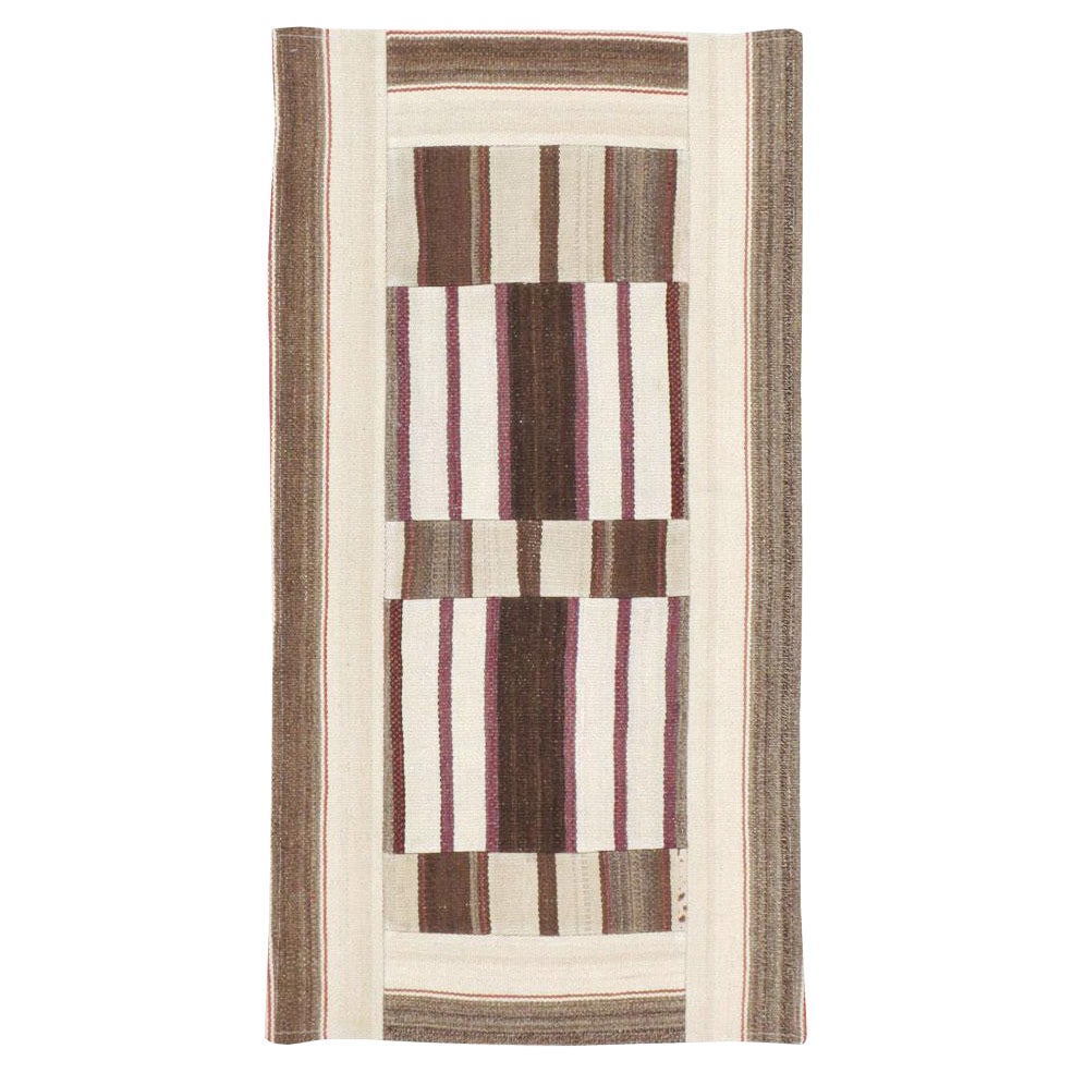 Contemporary Turkish Flatweave Patchwork Throw Rug For Sale