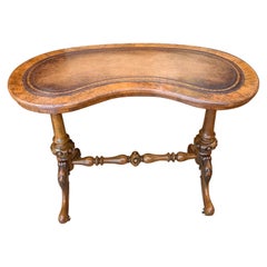 Victorian Burr Walnut Kidney Writing Table