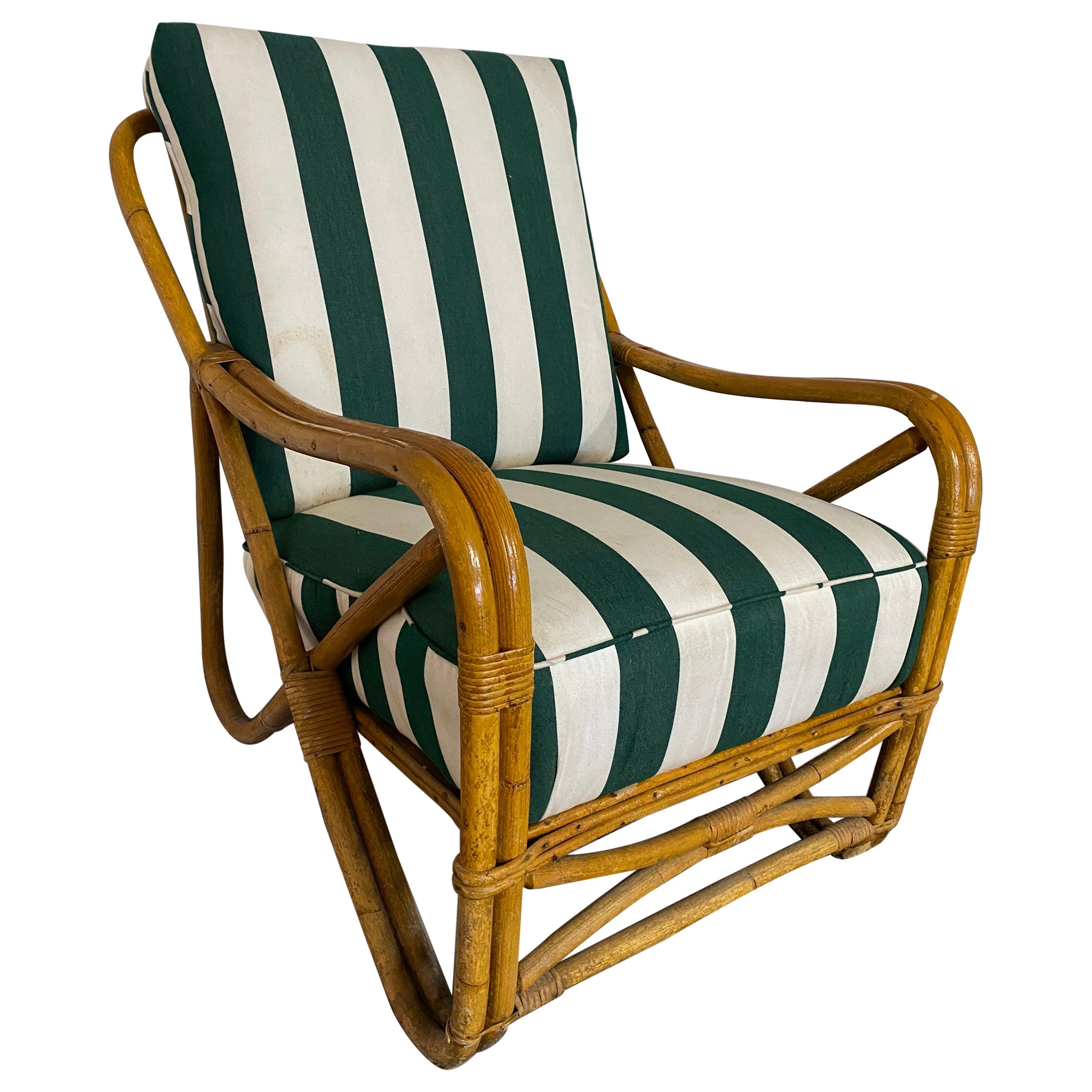 2-Strand Pretzel Shape Arm Rattan Lounge Chair For Sale