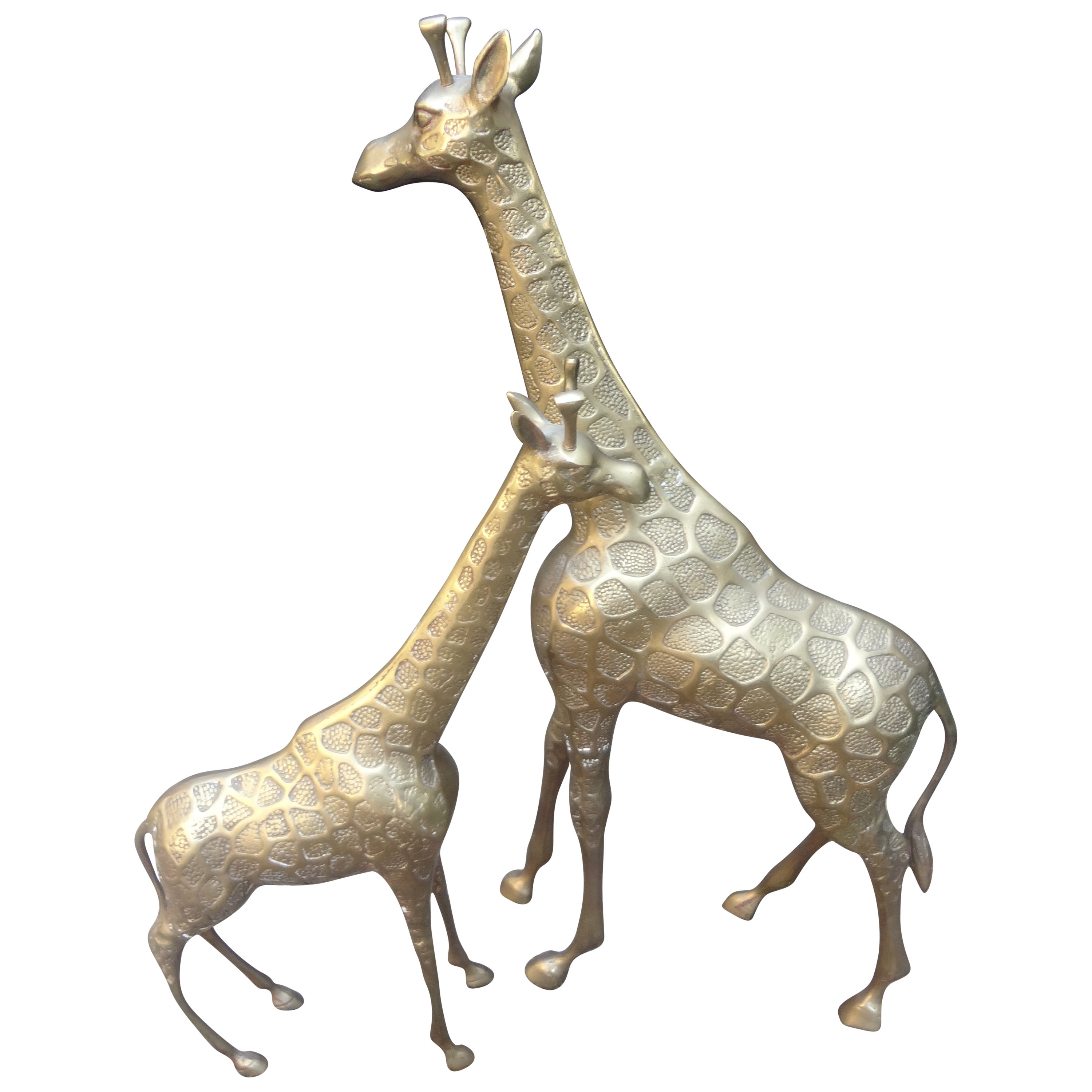 Pair of Large Brass Giraffe Floor Statues For Sale at 1stDibs