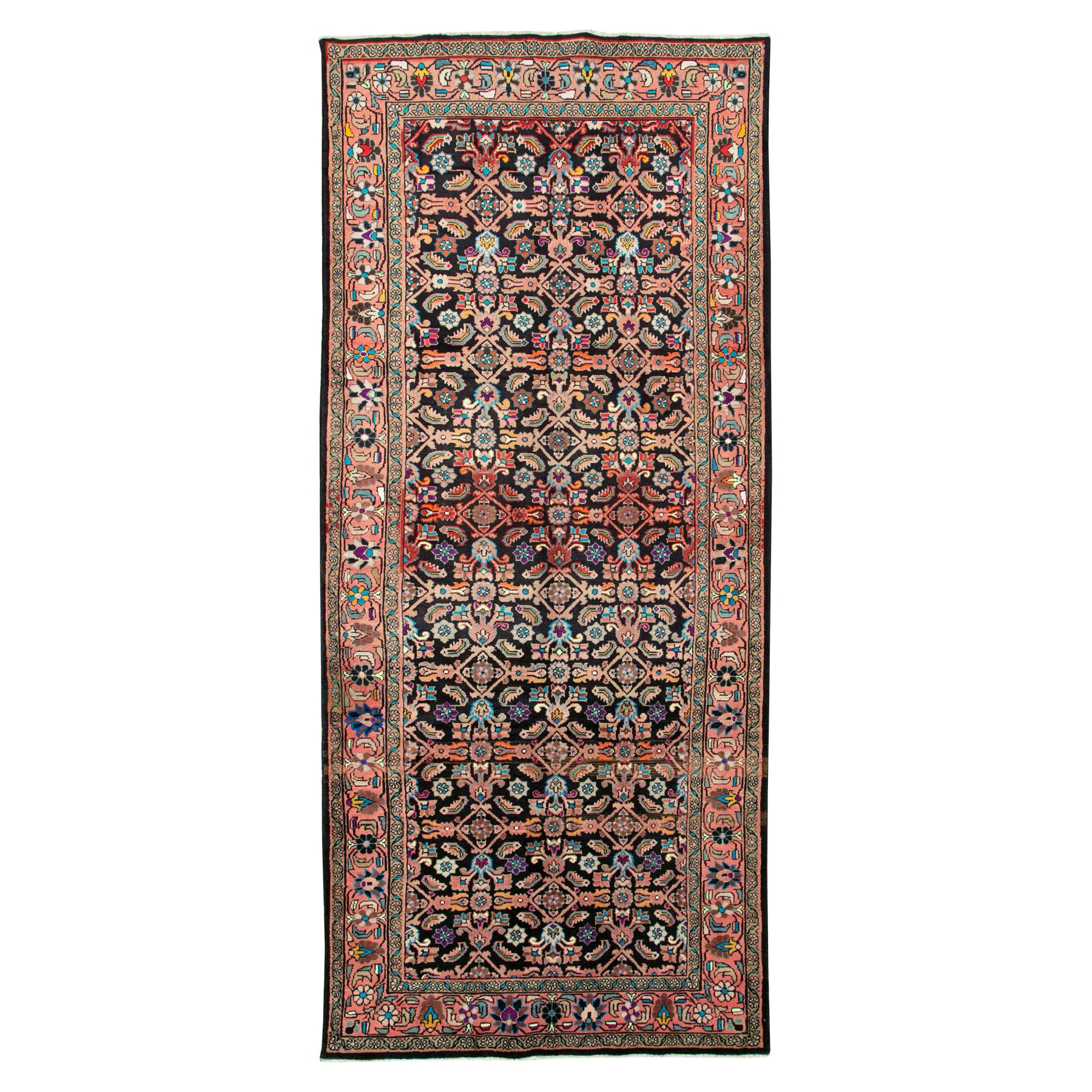 Tapis de galerie persan Mahal fait à la main du milieu du 20e siècle