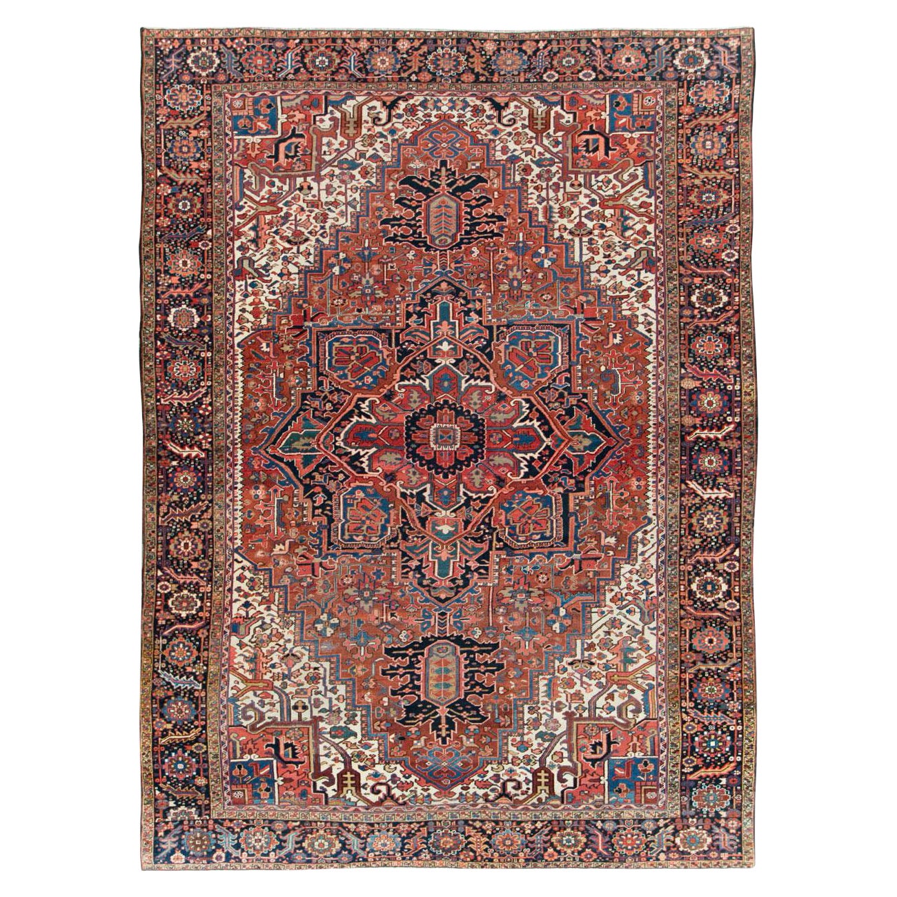 Mid-20th Century Handmade Persian Heriz Large Room Size Carpet