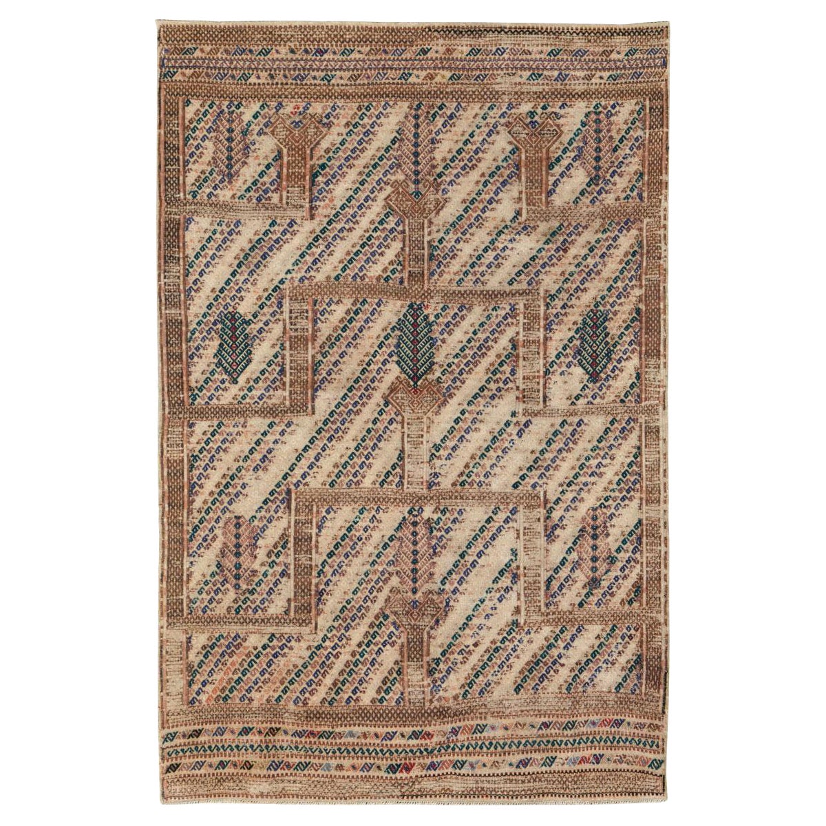 Mid-20th Century Handmade Caucasian Flatweave Verneh Throw Rug For Sale