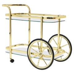 Bar / Serving Cart in Brass and Glass, 1970s