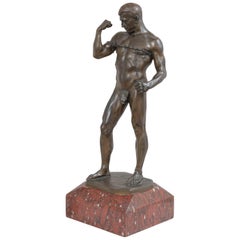 Antique German Bronze Figure of a Nude Male Strongman Breaking out of Chains, ca. 1895