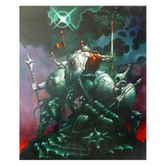 Retro Large Sci Fi ‘Days of Blood & Dying’ Oil Painting by Fahellyn 1976