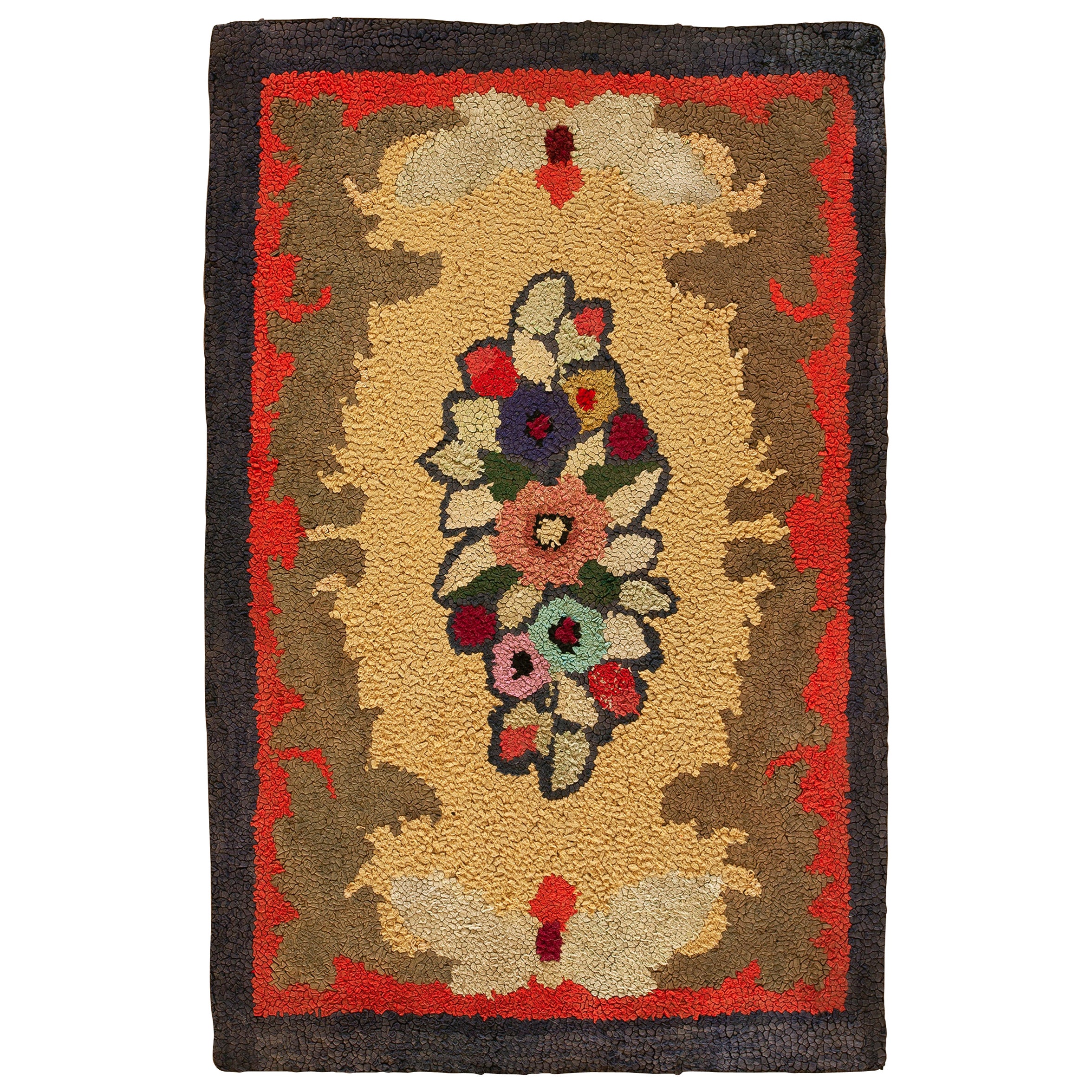 Antique American Hooked Rug 2' 3'' x4' 5''