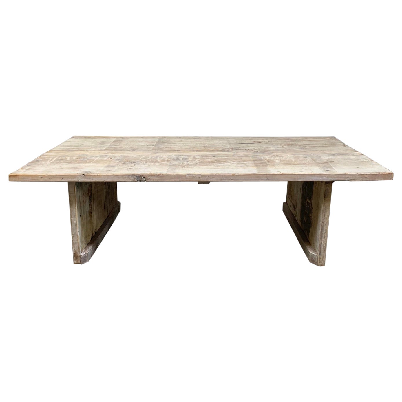 Large Vintage Rustic Teak Wood Coffee Table