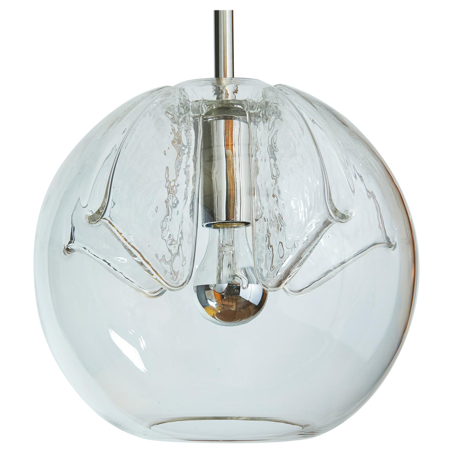 Set of Eight Clear Blown Glass Italian Pendant Lanterns For Sale