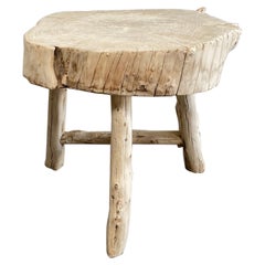 Vintage Elm Wood Stump Side Table